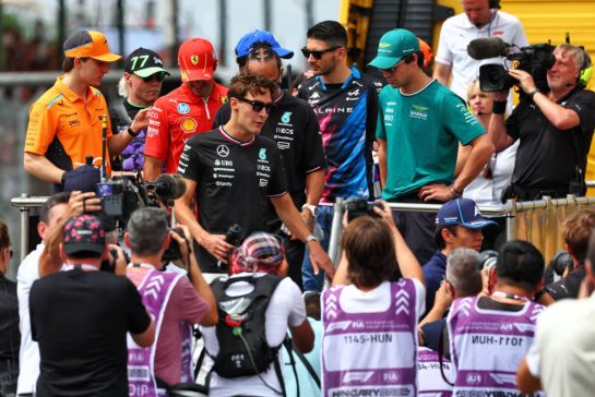 George Russell (GBR) Mercedes AMG F1 on the drivers' parade.
21.07.2024. Formula 1 World Championship, Rd 13, Hungarian Grand Prix, Budapest, Hungary, Race Day.
- www.xpbimages.com, EMail: requests@xpbimages.com © Copyright: Coates / XPB Images