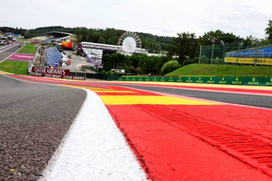 Circuit atmosphere - Eau Rouge kerb detail.
25.07.2024. Formula 1 World Championship, Rd 14, Belgian Grand Prix, Spa Francorchamps, Belgium, Preparation Day.
- www.xpbimages.com, EMail: requests@xpbimages.com © Copyright: Bearne / XPB Images