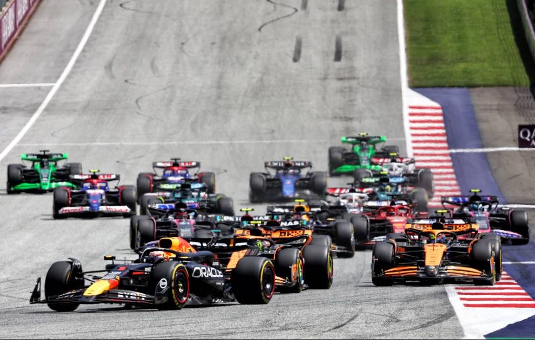 Max Verstappen (NLD) Red Bull Racing RB20 leads at the start of Sprint. 29.06.2024. Formula 1 World Championship, Rd 11, Austrian Grand Prix, Spielberg, Austria, Sprint and Qualifying Day. - www.xpbimages.com, EMail: requests@xpbimages.com © Copyright: Charniaux / XPB Images