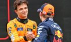 (L to R): Lando Norris (GBR) McLaren celebrates his pole position in qualifying parc ferme with third placed Max Verstappen (NLD) Red Bull Racing. 20.07.2024. Formula 1 World Championship, Rd 13, Hungarian Grand Prix, Budapest, Hungary, Qualifying Day. - www.xpbimages.com, EMail: requests@xpbimages.com © Copyright: Batchelor / XPB Images