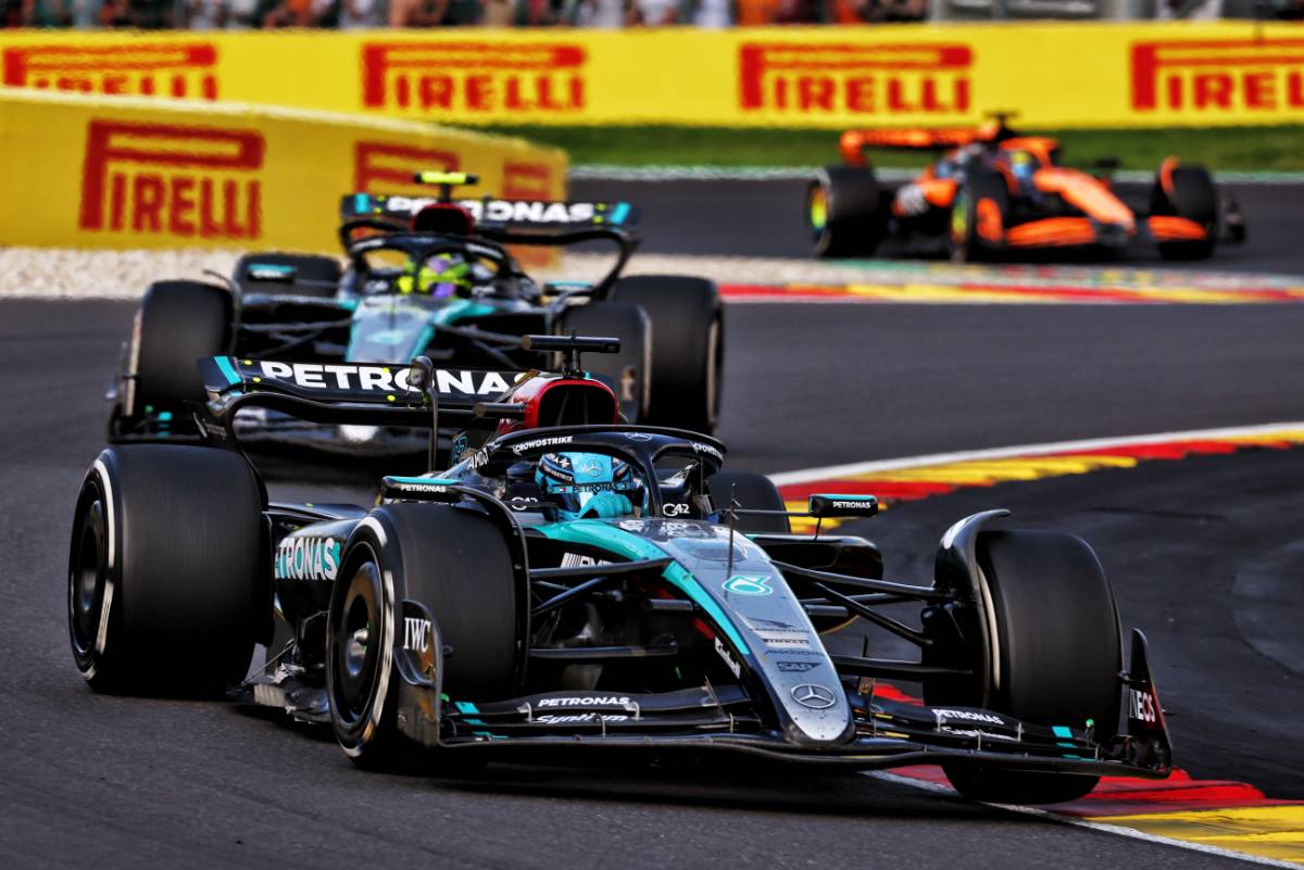 George Russell (GBR) Mercedes AMG F1 W15.
28.07.2024. Formula 1 World Championship, Rd 14, Belgian Grand Prix, Spa Francorchamps, Belgium, Race Day.
 - www.xpbimages.com, EMail: requests@xpbimages.com © Copyright: Coates / XPB Images