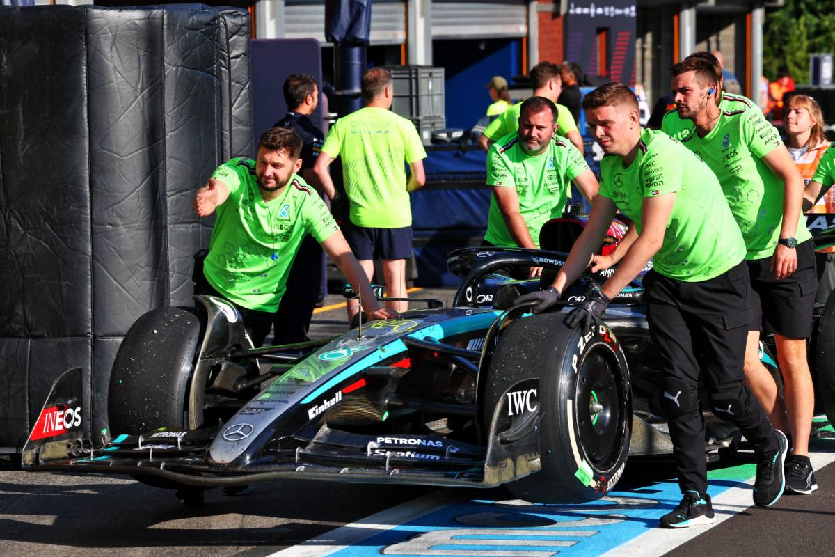 The Mercedes AMG F1 W15 of Lewis Hamilton (GBR) recovered from parc ferme after the end of the race. 28.07.2024. Formula 1 World Championship, Rd 14, Belgian Grand Prix, Spa Francorchamps, Belgium, Race Day. - www.xpbimages.com, EMail: requests@xpbimages.com © Copyright: Coates / XPB Images