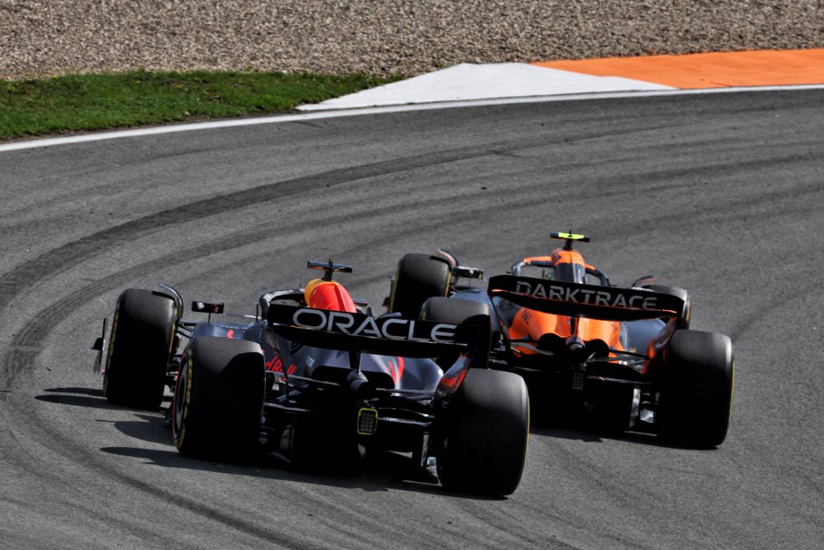 Lando Norris (GBR) McLaren MCL38 passes Max Verstappen (NLD) Red Bull Racing RB20 to take the lead of the race. 25.08.2024. Formula 1 World Championship, Rd 15, Dutch Grand Prix, Zandvoort, Netherlands, Race Day. - www.xpbimages.com, EMail: requests@xpbimages.com © Copyright: Batchelor / XPB Images