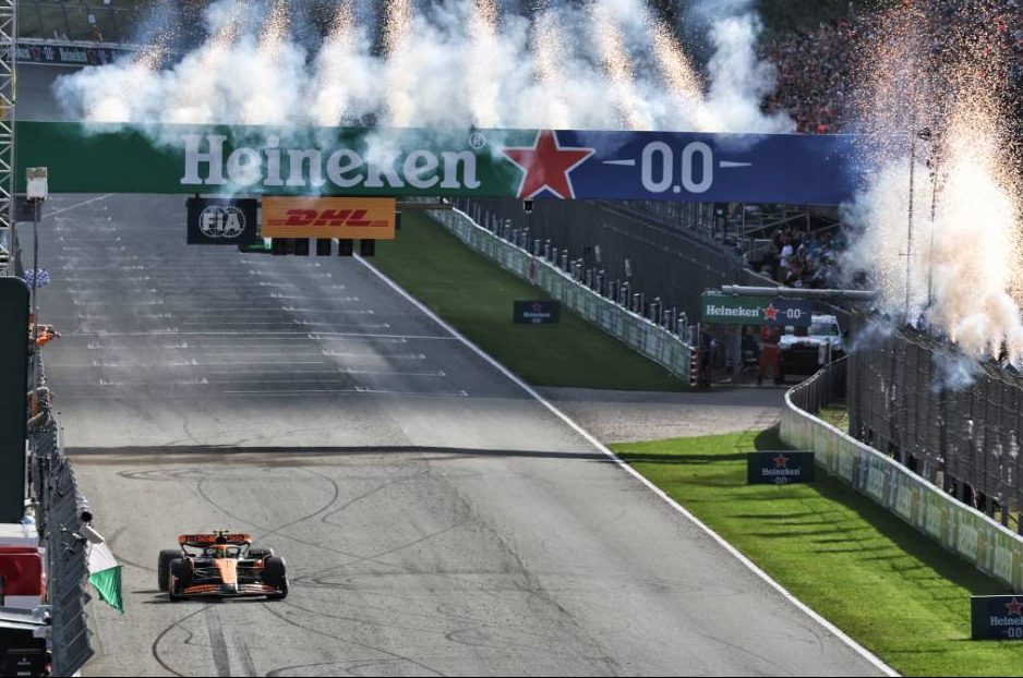 Race winner Lando Norris (GBR) McLaren MCL38 at the end of the race. 25.08.2024. Formula 1 World Championship, Rd 15, Dutch Grand Prix, Zandvoort, Netherlands, Race Day. - www.xpbimages.com, EMail: requests@xpbimages.com © Copyright: Moy / XPB Images