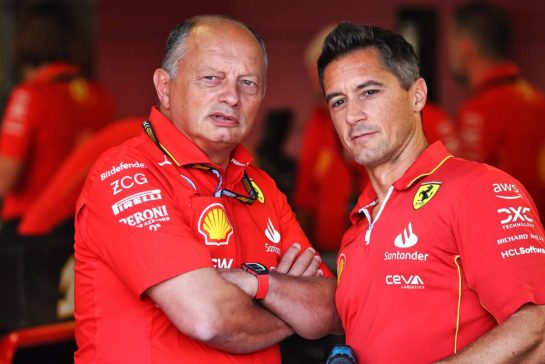 Frederic Vasseur (FRA) Ferrari Team Principal (Left).
29.08.2024. Formula 1 World Championship, Rd 16, Italian Grand Prix, Monza, Italy, Preparation Day.
- www.xpbimages.com, EMail: requests@xpbimages.com © Copyright: Batchelor / XPB Images