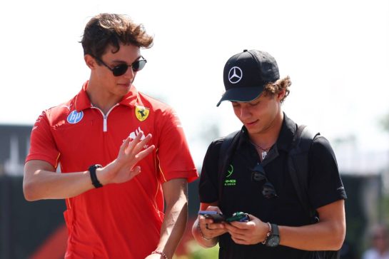Oliver Bearman (GBR), Scuderia Ferrari and Andrea Kimi Antonelli (ITA), Mercedes AMG F1 
29.08.2024. Formula 1 World Championship, Rd 16, Italian Grand Prix, Monza, Italy, Preparation Day.
- www.xpbimages.com, EMail: requests@xpbimages.com © Copyright: Charniaux / XPB Images