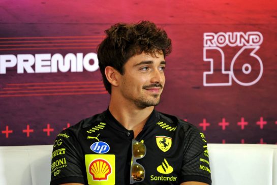 Charles Leclerc (MON) Ferrari in the FIA Press Conference.
29.08.2024. Formula 1 World Championship, Rd 16, Italian Grand Prix, Monza, Italy, Preparation Day.
- www.xpbimages.com, EMail: requests@xpbimages.com © Copyright: Bearne / XPB Images