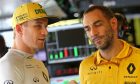 Nico Hulkenberg (GER) Renault Sport F1 Team and Cyril Abiteboul (FRA) Renault Sport F1 Managing Director 28.07.2017. Formula 1 World Championship, Rd 11, Hungarian Grand Prix, Budapest, Hungary, Practice Day. - www.xpbimages.com, EMail: requests@xpbimages.com - copy of publication required for printed pictures. Every used picture is fee-liable. © Copyright: Charniaux / XPB Images