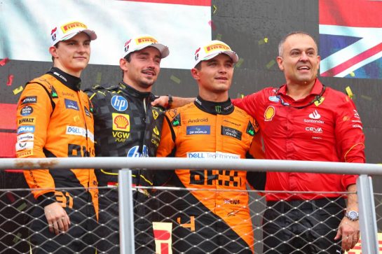 1st place Charles Leclerc (MON) Ferrari SF-24, 2nd place Oscar Piastri (AUS) McLaren MCL38, 3rd place Lando Norris (GBR) McLaren MCL38 and Diego Ioverno (ITA) Ferrari Sporting Director Ferrari.
01.09.2024. Formula 1 World Championship, Rd 16, Italian Grand Prix, Monza, Italy, Race Day.
- www.xpbimages.com, EMail: requests@xpbimages.com © Copyright: Batchelor / XPB Images