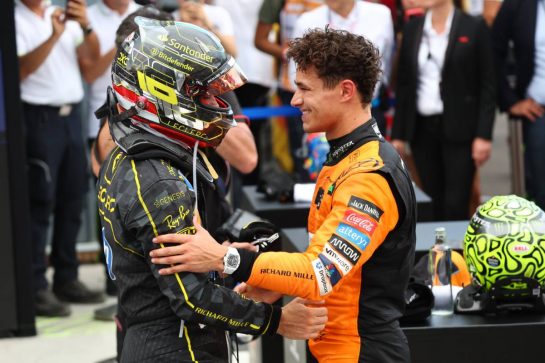 1st place Charles Leclerc (MON) Ferrari SF-24 with Lando Norris (GBR) McLaren MCL38.
01.09.2024. Formula 1 World Championship, Rd 16, Italian Grand Prix, Monza, Italy, Race Day.
- www.xpbimages.com, EMail: requests@xpbimages.com © Copyright: Batchelor / XPB Images