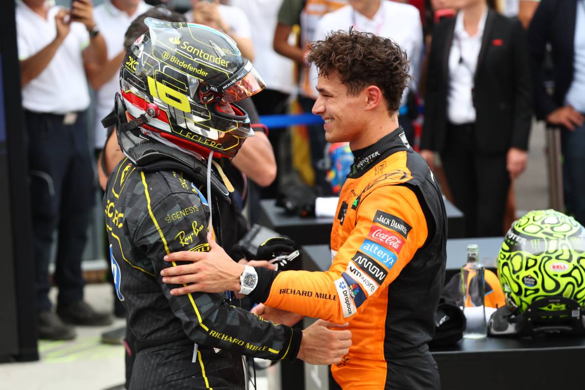 1st place Charles Leclerc (MON) Ferrari SF-24 with Lando Norris (GBR) McLaren MCL38. 01.09.2024. Formula 1 World Championship, Rd 16, Italian Grand Prix, Monza, Italy, Race Day. - www.xpbimages.com, EMail: requests@xpbimages.com © Copyright: Batchelor / XPB Images