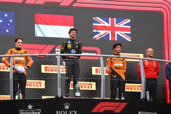 1st place Charles Leclerc (MON) Ferrari SF-24, 2nd place Oscar Piastri (AUS) McLaren MCL38, 3rd place Lando Norris (GBR) McLaren MCL38 and Diego Ioverno (ITA) Ferrari Sporting Director Ferrari.
01.09.2024. Formula 1 World Championship, Rd 16, Italian Grand Prix, Monza, Italy, Race Day.
- www.xpbimages.com, EMail: requests@xpbimages.com © Copyright: Batchelor / XPB Images