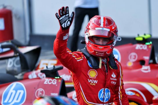 Charles Leclerc (MON) Ferrari celebrates his pole position in qualifying parc ferme.
14.09.2024. Formula 1 World Championship, Rd 17, Azerbaijan Grand Prix, Baku Street Circuit, Azerbaijan, Qualifying Day.
- www.xpbimages.com, EMail: requests@xpbimages.com © Copyright: Batchelor / XPB Images