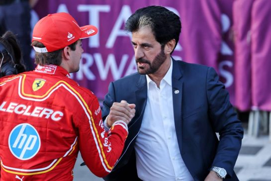(L to R): Pole sitter Charles Leclerc (MON) Ferrari in qualifying parc ferme with Mohammed Bin Sulayem (UAE) FIA President.
14.09.2024. Formula 1 World Championship, Rd 17, Azerbaijan Grand Prix, Baku Street Circuit, Azerbaijan, Qualifying Day.
- www.xpbimages.com, EMail: requests@xpbimages.com © Copyright: Batchelor / XPB Images