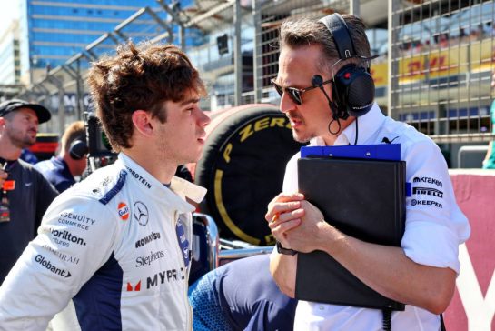 Franco Colapinto (ARG) Williams Racing with Gaetan Jego, Williams Racing Race Engineer on the grid.
15.09.2024. Formula 1 World Championship, Rd 17, Azerbaijan Grand Prix, Baku Street Circuit, Azerbaijan, Race Day.
- www.xpbimages.com, EMail: requests@xpbimages.com © Copyright: Batchelor / XPB Images