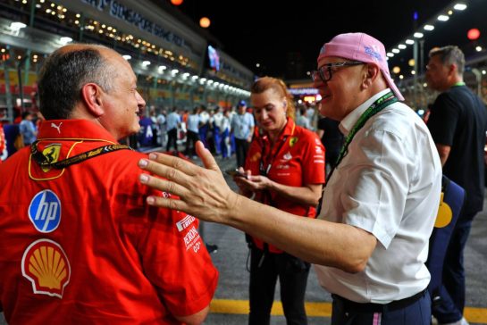 (L to R): Frederic Vasseur (FRA) Ferrari Team Principal with Andreas Weissenbacher, BWT Chief Executive Officer on the grid.
22.09.2024. Formula 1 World Championship, Rd 18, Singapore Grand Prix, Marina Bay Street Circuit, Singapore, Race Day.
- www.xpbimages.com, EMail: requests@xpbimages.com © Copyright: Batchelor / XPB Images