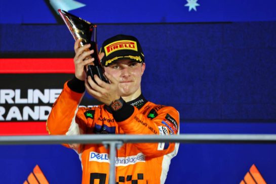 Race winner Lando Norris (GBR) McLaren celebrates on the podium.
22.09.2024. Formula 1 World Championship, Rd 18, Singapore Grand Prix, Marina Bay Street Circuit, Singapore, Race Day.
- www.xpbimages.com, EMail: requests@xpbimages.com © Copyright: Batchelor / XPB Images
