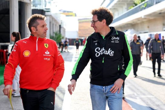Mattia Binotto (ITA) Sauber Motorsport Chief Operating and Chief Technical Officer (Right).
17.10.2024. Formula 1 World Championship, Rd 19, United States Grand Prix, Austin, Texas, USA, Preparation Day.
- www.xpbimages.com, EMail: requests@xpbimages.com © Copyright: Bearne / XPB Images