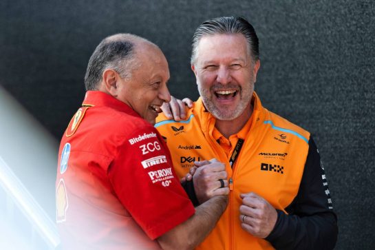 (L to R): Frederic Vasseur (FRA) Ferrari Team Principal with Zak Brown (USA) McLaren Executive Director.
18.10.2024. Formula 1 World Championship, Rd 19, United States Grand Prix, Austin, Texas, USA, Sprint Qualifying Day
- www.xpbimages.com, EMail: requests@xpbimages.com © Copyright: Price / XPB Images