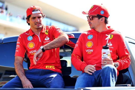 (L to R): Carlos Sainz Jr (ESP) Ferrari and Charles Leclerc (MON) Ferrari on the drivers' parade.
20.10.2024. Formula 1 World Championship, Rd 19, United States Grand Prix, Austin, Texas, USA, Race Day.
- www.xpbimages.com, EMail: requests@xpbimages.com © Copyright: Batchelor / XPB Images