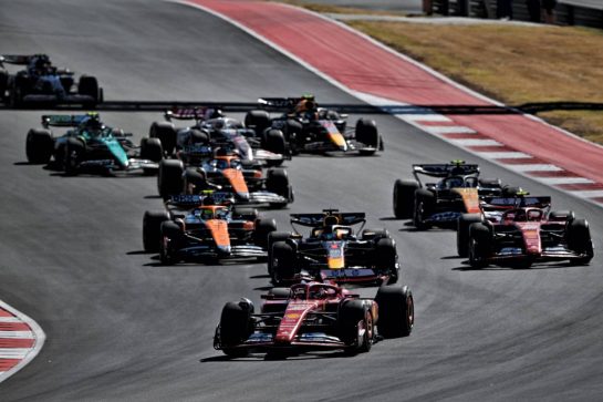 Charles Leclerc (MON) Ferrari SF-24 leads at the start of the race.
20.10.2024. Formula 1 World Championship, Rd 19, United States Grand Prix, Austin, Texas, USA, Race Day.
- www.xpbimages.com, EMail: requests@xpbimages.com © Copyright: Price / XPB Images