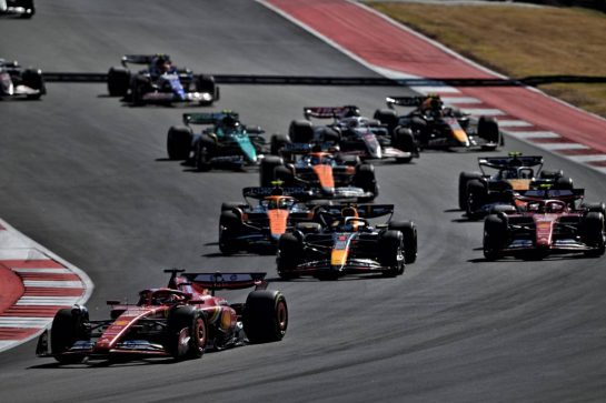 Charles Leclerc (MON) Ferrari SF-24 leads at the start of the race.
20.10.2024. Formula 1 World Championship, Rd 19, United States Grand Prix, Austin, Texas, USA, Race Day.
- www.xpbimages.com, EMail: requests@xpbimages.com © Copyright: Price / XPB Images