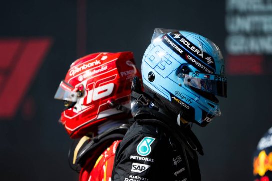 George Russell (GBR) Mercedes AMG F1 and Charles Leclerc (MON) Ferrari in parc ferme.
20.10.2024. Formula 1 World Championship, Rd 19, United States Grand Prix, Austin, Texas, USA, Race Day.
- www.xpbimages.com, EMail: requests@xpbimages.com © Copyright: Price / XPB Images