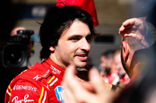 Carlos Sainz Jr (ESP) Ferrari celebrates his second position with the team in parc ferme.
20.10.2024. Formula 1 World Championship, Rd 19, United States Grand Prix, Austin, Texas, USA, Race Day.
- www.xpbimages.com, EMail: requests@xpbimages.com © Copyright: Price / XPB Images