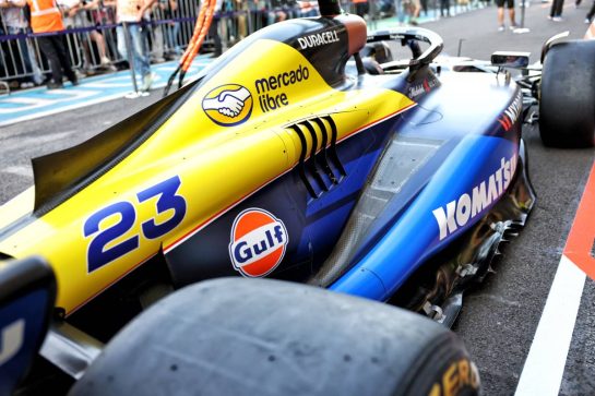 Williams Racing FW46 - Mercado Libre livery.
24.10.2024. Formula 1 World Championship, Rd 20, Mexican Grand Prix, Mexico City, Mexico, Preparation Day.
- www.xpbimages.com, EMail: requests@xpbimages.com © Copyright: Batchelor / XPB Images
