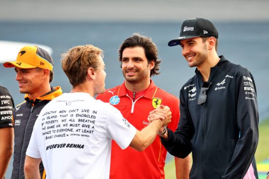 Sebastian Vettel (GER) with Carlos Sainz Jr (ESP) Ferrari and Esteban Ocon (FRA) Alpine F1 Team.
31.10.2024. Formula 1 World Championship, Rd 21, Brazilian Grand Prix, Sao Paulo, Brazil, Preparation Day.
- www.xpbimages.com, EMail: requests@xpbimages.com © Copyright: Batchelor / XPB Images