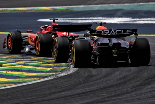 Charles Leclerc (MON) Ferrari SF-24 leads Max Verstappen (NLD) Red Bull Racing RB20.
02.11.2024. Formula 1 World Championship, Rd 21, Brazilian Grand Prix, Sao Paulo, Brazil, Sprint and Qualifying Day.
- www.xpbimages.com, EMail: requests@xpbimages.com © Copyright: Charniaux / XPB Images