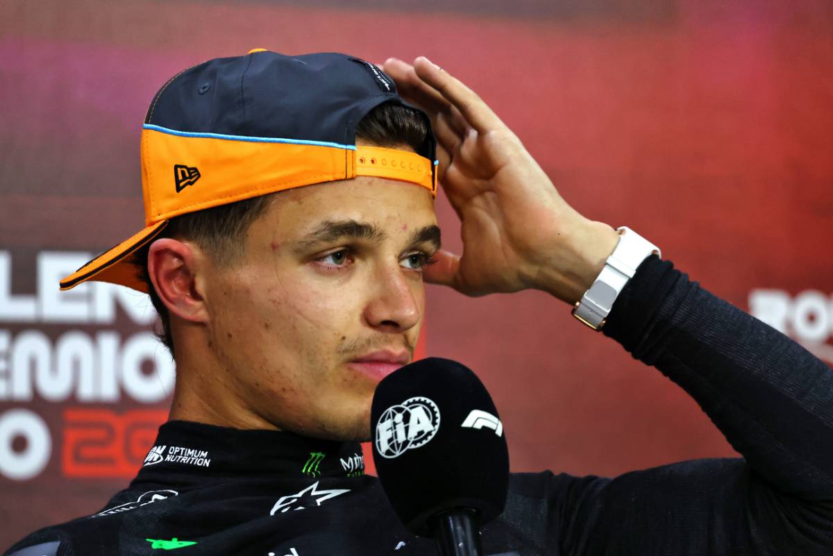 Lando Norris (GBR) McLaren in the post qualifying FIA Press Conference. 03.11.2024. Formula 1 World Championship, Rd 21, Brazilian Grand Prix, Sao Paulo, Brazil, Race Day. - www.xpbimages.com, EMail: requests@xpbimages.com © Copyright: Charniaux / XPB Images