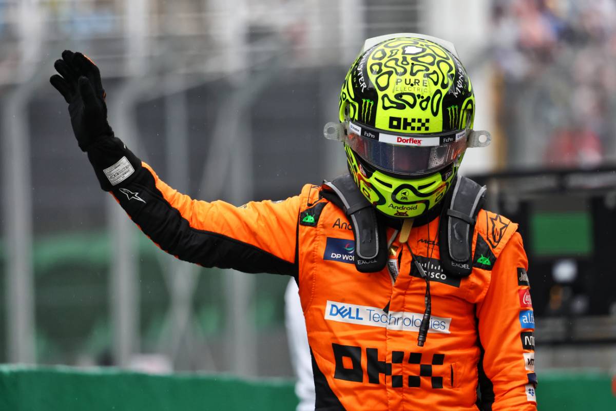 Lando Norris (GBR) McLaren celebrates his pole position in qualifying parc ferme. 03.11.2024. Formula 1 World Championship, Rd 21, Brazilian Grand Prix, Sao Paulo, Brazil, Race Day. - www.xpbimages.com, EMail: requests@xpbimages.com © Copyright: Charniaux / XPB Images