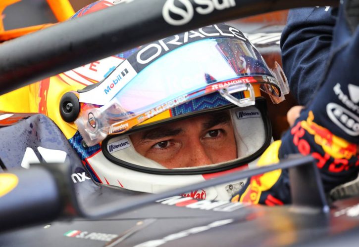 Sergio Perez (MEX) Red Bull Racing RB20 in the pits while the race is red flagged. 03.11.2024. Formula 1 World Championship, Rd 21, Brazilian Grand Prix, Sao Paulo, Brazil, Race Day. - www.xpbimages.com, EMail: requests@xpbimages.com © Copyright: Batchelor / XPB Images
