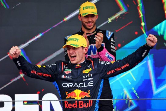 Race winner Max Verstappen (NLD) Red Bull Racing celebrates on the podium.
03.11.2024. Formula 1 World Championship, Rd 21, Brazilian Grand Prix, Sao Paulo, Brazil, Race Day.
- www.xpbimages.com, EMail: requests@xpbimages.com © Copyright: Batchelor / XPB Images