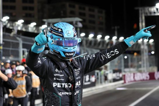 Race winner George Russell (GBR) Mercedes AMG F1 celebrates in parc ferme.
23.11.2024. Formula 1 World Championship, Rd 22, Las Vegas Grand Prix, Las Vegas, Nevada, USA, Race Day.
- www.xpbimages.com, EMail: requests@xpbimages.com © Copyright: Bearne / XPB Images