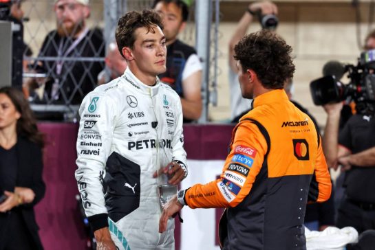 (L to R): George Russell (GBR) Mercedes AMG F1 with Lando Norris (GBR) McLaren in Sprint parc ferme.
30.11.2024. Formula 1 World Championship, Rd 23, Qatar Grand Prix, Doha, Qatar, Sprint and Qualifying Day.
- www.xpbimages.com, EMail: requests@xpbimages.com © Copyright: Moy / XPB Images