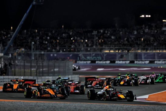 Max Verstappen (NLD) Red Bull Racing RB20 leads Lando Norris (GBR) McLaren MCL38 at the start of the race.
01.12.2024. Formula 1 World Championship, Rd 23, Qatar Grand Prix, Doha, Qatar, Race Day.
- www.xpbimages.com, EMail: requests@xpbimages.com © Copyright: Staley / XPB Images