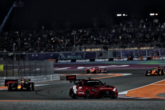 Max Verstappen (NLD) Red Bull Racing RB20 leads behind the Mercedes FIA Safety Car.
01.12.2024. Formula 1 World Championship, Rd 23, Qatar Grand Prix, Doha, Qatar, Race Day.
- www.xpbimages.com, EMail: requests@xpbimages.com © Copyright: Staley / XPB Images