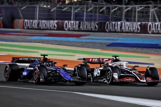 Alexander Albon (THA) Williams Racing FW46 and Kevin Magnussen (DEN) Haas VF-24.
01.12.2024. Formula 1 World Championship, Rd 23, Qatar Grand Prix, Doha, Qatar, Race Day.
- www.xpbimages.com, EMail: requests@xpbimages.com © Copyright: Moy / XPB Images