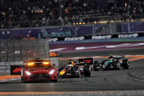 Max Verstappen (NLD) Red Bull Racing RB20 leads behind the Mercedes FIA Safety Car.
01.12.2024. Formula 1 World Championship, Rd 23, Qatar Grand Prix, Doha, Qatar, Race Day.
- www.xpbimages.com, EMail: requests@xpbimages.com © Copyright: Staley / XPB Images