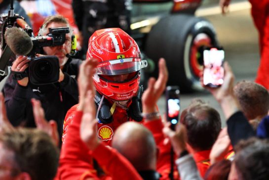 Second placed Charles Leclerc (MON) Ferrari celebrates in parc ferme.
01.12.2024. Formula 1 World Championship, Rd 23, Qatar Grand Prix, Doha, Qatar, Race Day.
- www.xpbimages.com, EMail: requests@xpbimages.com © Copyright: Charniaux / XPB Images