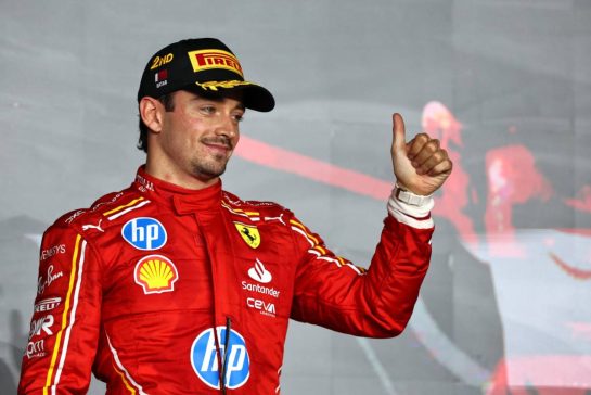 Charles Leclerc (MON) Ferrari celebrates his second position on the podium.
01.12.2024. Formula 1 World Championship, Rd 23, Qatar Grand Prix, Doha, Qatar, Race Day.
- www.xpbimages.com, EMail: requests@xpbimages.com © Copyright: Staley / XPB Images