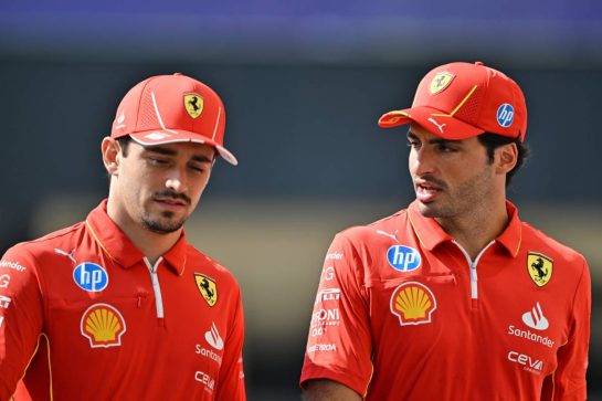(L to R): Charles Leclerc (MON) Ferrari with his team mate Carlos Sainz Jr (ESP) Ferrari.
07.12.2024. Formula 1 World Championship, Rd 24, Abu Dhabi Grand Prix, Yas Marina Circuit, Abu Dhabi, Qualifying Day.
- www.xpbimages.com, EMail: requests@xpbimages.com © Copyright: Price / XPB Images