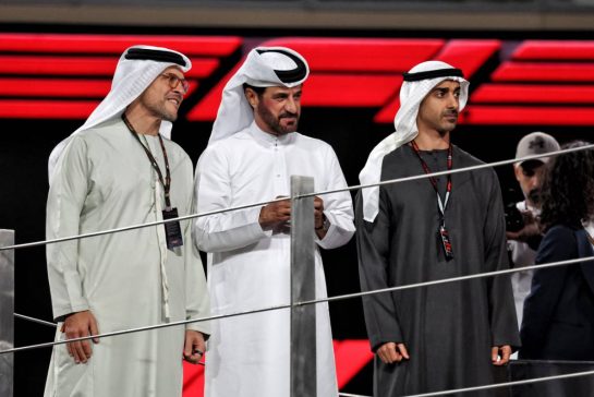 Mohammed Bin Sulayem (UAE) FIA President (Centre) on the podium.
08.12.2024. Formula 1 World Championship, Rd 24, Abu Dhabi Grand Prix, Yas Marina Circuit, Abu Dhabi, Race Day.
- www.xpbimages.com, EMail: requests@xpbimages.com © Copyright: Moy / XPB Images