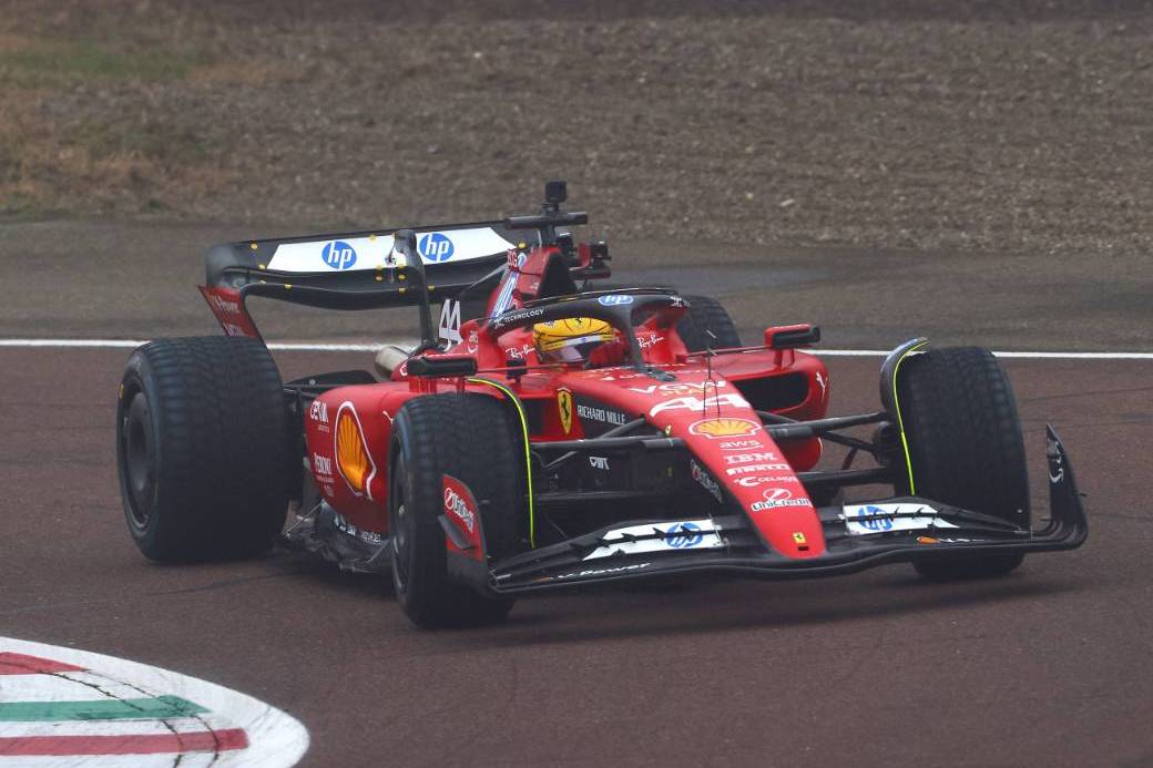 Hamilton in action with Ferrari as first images emerge