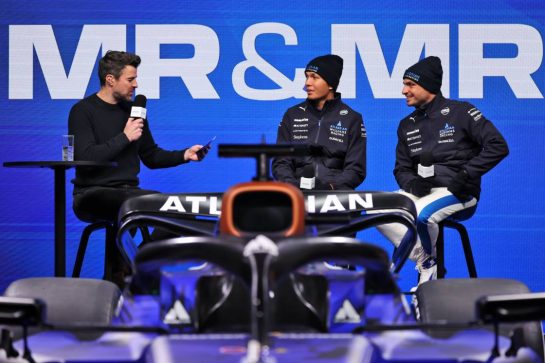 (L to R): Steve Jones (GBR) Channel 4 F1 Presenter with Alexander Albon (THA) Williams Racing and Carlos Sainz (ESP) Williams Racing.
Formula One World Championship, Atlassian Williams Racing FW47 Launch, Silverstone, England, Friday 14th February 2025.