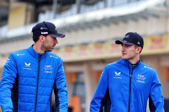 (L to R): Pierre Gasly (FRA) Alpine F1 Team with Jack Doohan (AUS) Alpine F1 Team.
26.02.2025. Formula 1 Testing, Sakhir, Bahrain, Day One.
- www.xpbimages.com, EMail: requests@xpbimages.com © Copyright: Bearne / XPB Images