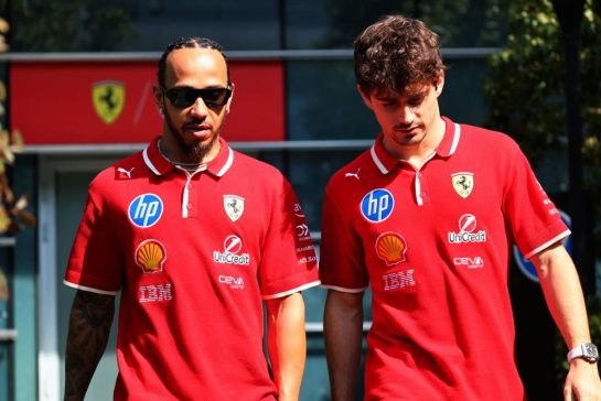 (L to R): Lewis Hamilton (GBR) Ferrari with Charles Leclerc (MON) Ferrari.
21.03.2025. Formula 1 World Championship, Rd 2, Chinese Grand Prix, Shanghai, China, Sprint Qualifying Day.
- www.xpbimages.com, EMail: requests@xpbimages.com © Copyright: Batchelor / XPB Images