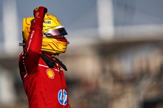 Lewis Hamilton (GBR) Ferrari celebrates his pole position in Sprint Qualifying parc ferme.
21.03.2025. Formula 1 World Championship, Rd 2, Chinese Grand Prix, Shanghai, China, Sprint Qualifying Day.
- www.xpbimages.com, EMail: requests@xpbimages.com © Copyright: Charniaux / XPB Images